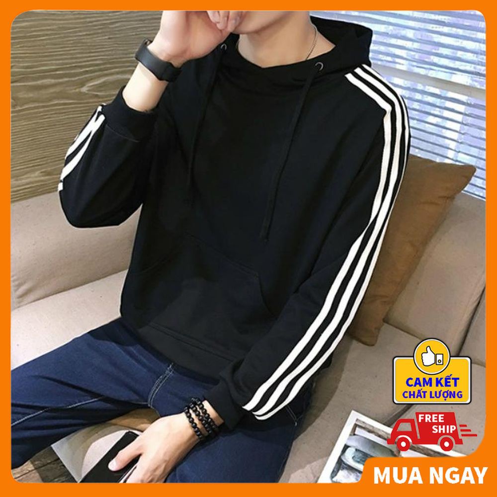 Áo Hoodie Nam Nữ Chất Liệu Nỉ 3 Xọc Cánh Tay Phong Cách Rẻ Đẹp