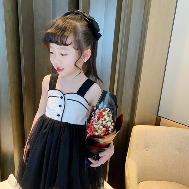 Đầm Công Chúa Không Tay Chất Liệu Cotton Phối Ren Lưới Thời Trang Mùa Hè Cho Bé Gái