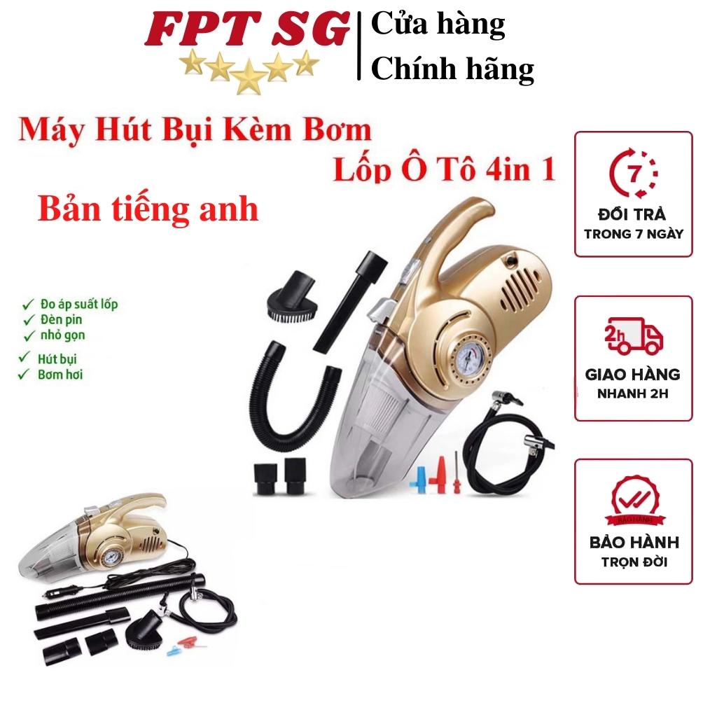 Máy hút bụi xe hơi, Máy hút bụi ô tô cầm tay 4 trong 1 kiêm bơm lốp đèn pin và áp suất SIÊU TIRNJ LỢI - Bản tiếng anh