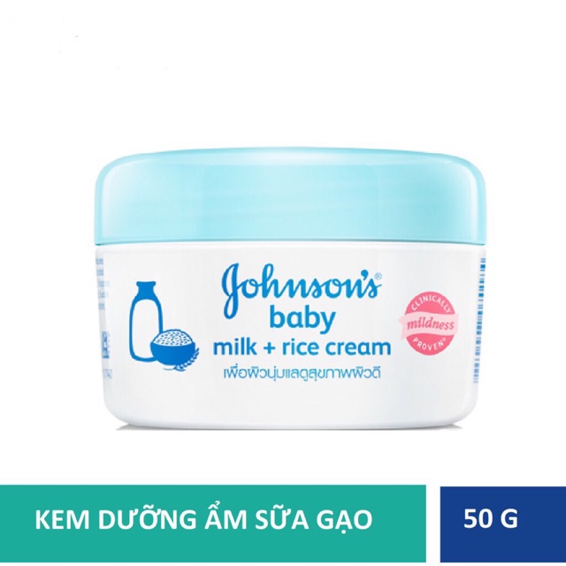 Kem dưỡng da chứa sữa &amp; gạo Johnson's Baby 50g