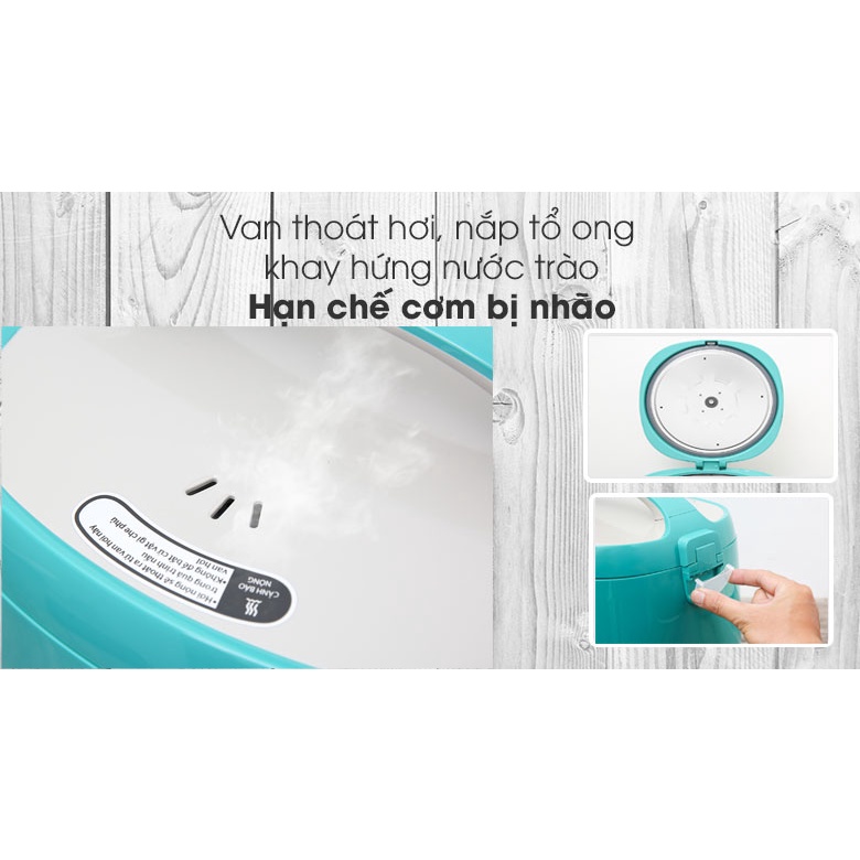 [Mã ELHADEV giảm 4% đơn 300K] Nồi cơm nắp gài Sunhouse 1.8 lít SHD8658G Xanh - Mới - Bảo Hành Chính Hãng 14 Tháng