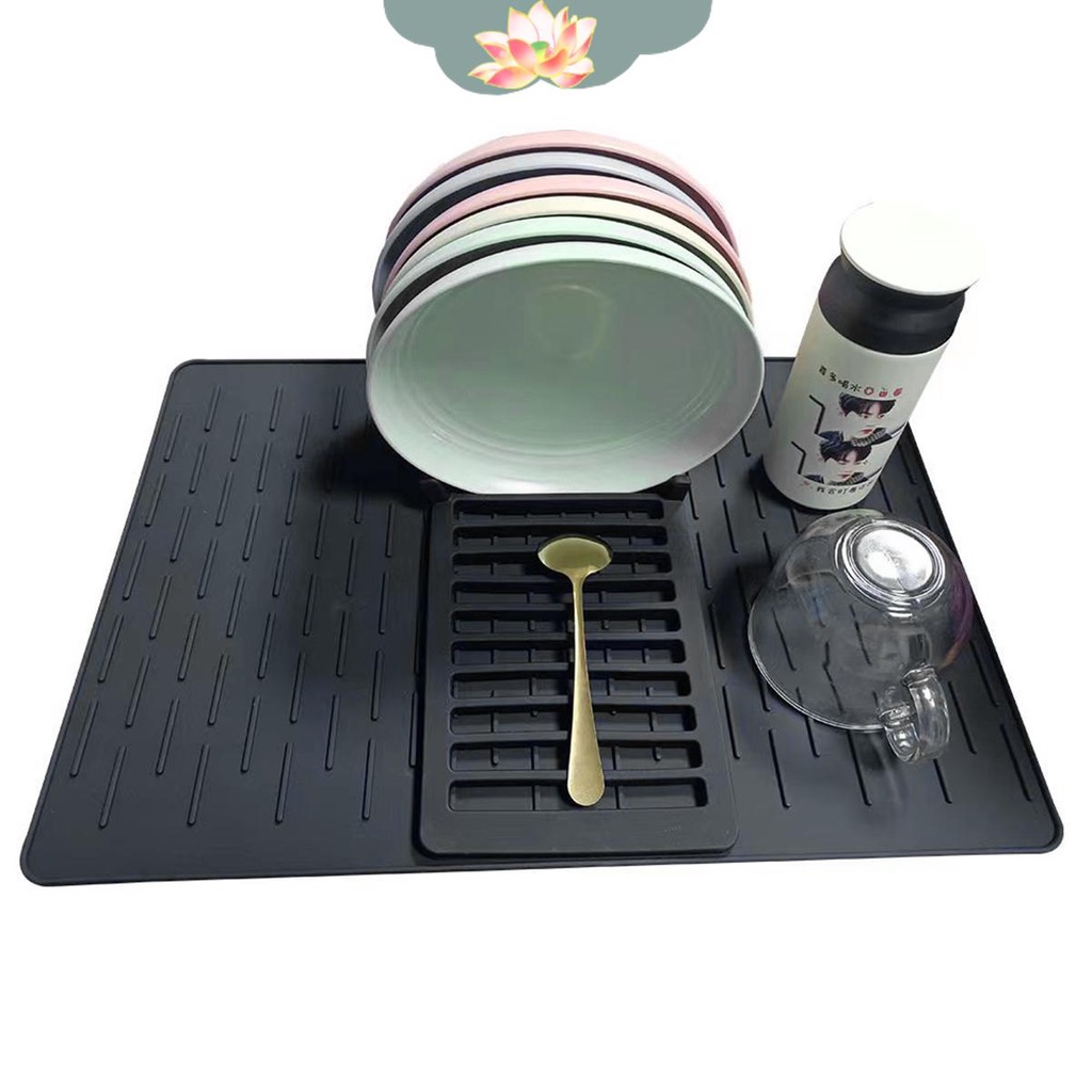 Bộ 2 Tấm Thảm Phơi Khô Chén Dĩa Bằng Silicon Mềm Chống Trượt Tkc8999