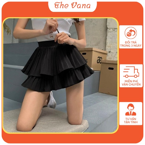 Chân váy 2 tầng VANA váy xếp ly kiểu dáng năng động trẻ trung có thể kết hợp với nhiều kiểu áo - sp 40