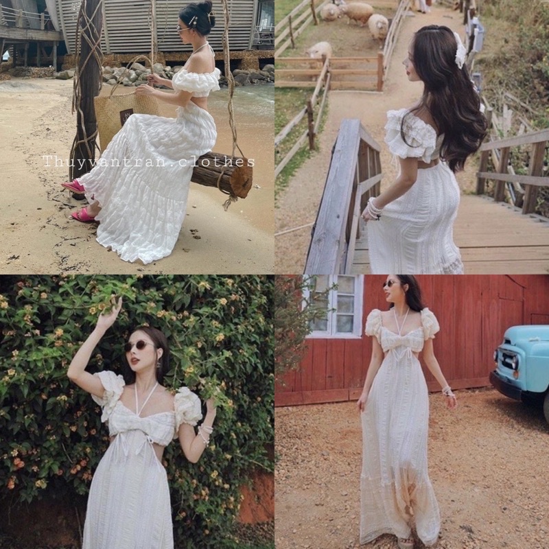 (Loại 1)Đầm maxi cổ yếm khoét eo TRÂM ANH BOUTIQUE248(không có mút ngực) | BigBuy360 - bigbuy360.vn