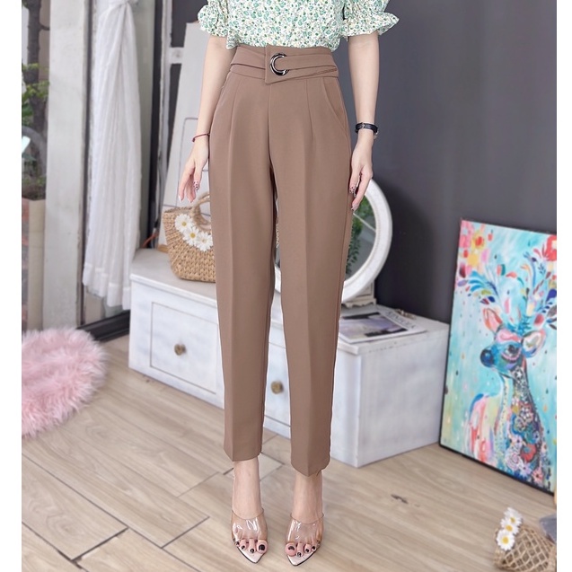 Quần tây nữ lưng cao màu nâu basic CHUU BROWN