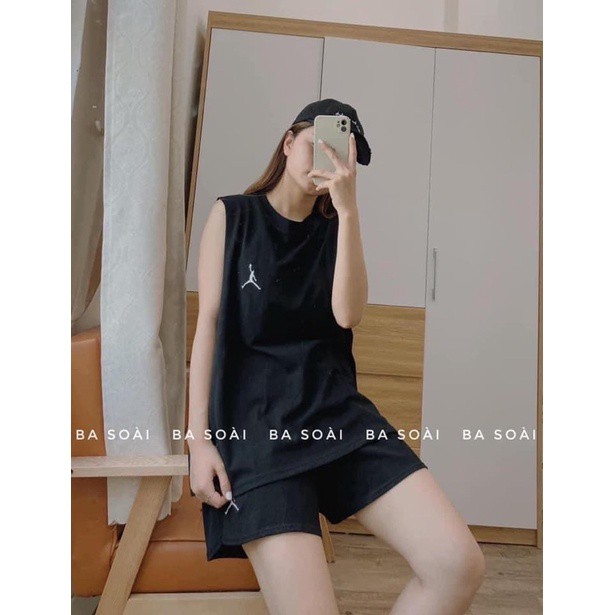 Set Đồ Nữ,Sét Bộ Nữ Áo thun Sát Nách Mix Quần Short Đùi In Logo  From Rộng Hàng Qc Loail 1 | BigBuy360 - bigbuy360.vn