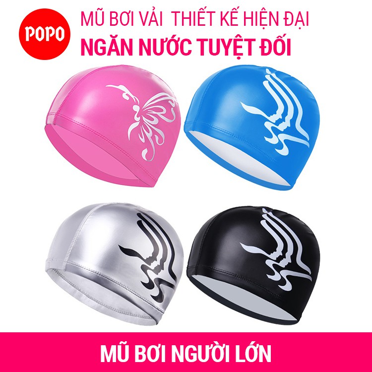 Mũ bơi nón bơi người lớn chính hãng POPO CA37 nón bơi chất vải Spandex ngăn nước, chất liệu silicone an toàn