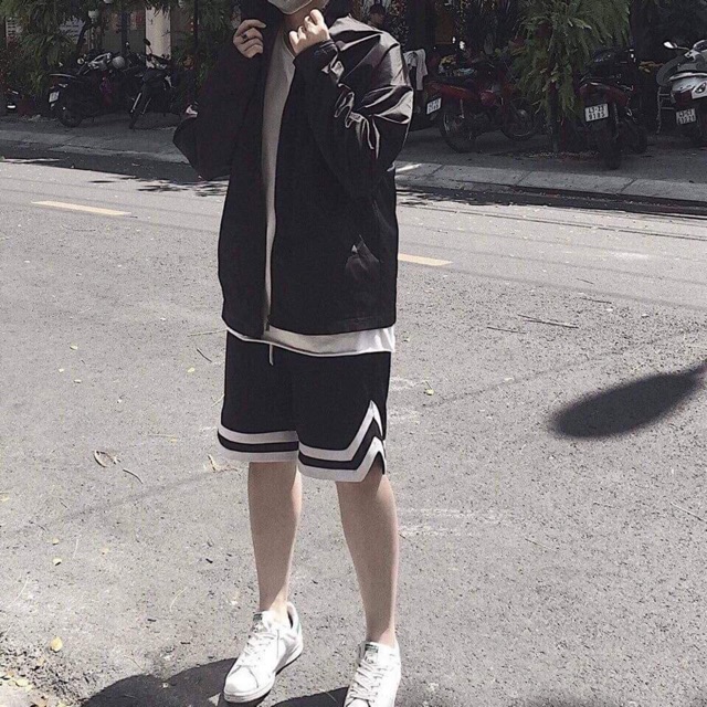 [Mã FATHANG5 giảm 10K đơn 50K] Quần short thun unisex Wind form rộng bóng chày Chữ V lửng nam nữ oversize ulzzang | BigBuy360 - bigbuy360.vn