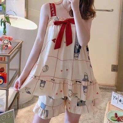 Đồ Bộ Ngủ - Đồ Bộ Ngủ Nữ 2 dây điệu đà dễ thương mùa hè MÃ QA05