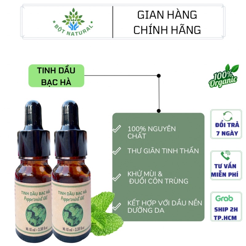 Tinh dầu bạc hà nguyên chất 100% 10ml | Bột Natural