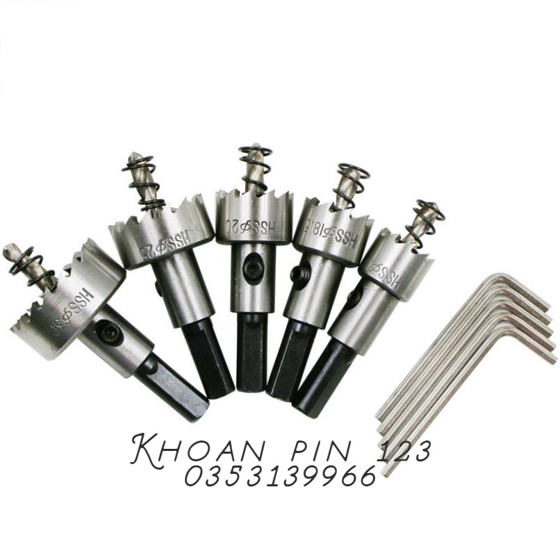 Bộ 5 Mũi Khoan Khoét Lỗ Hợp Kim Hss Cao Cấp Bộ 5 Mũi 16 - 18.5 - 20 - 25 - 30