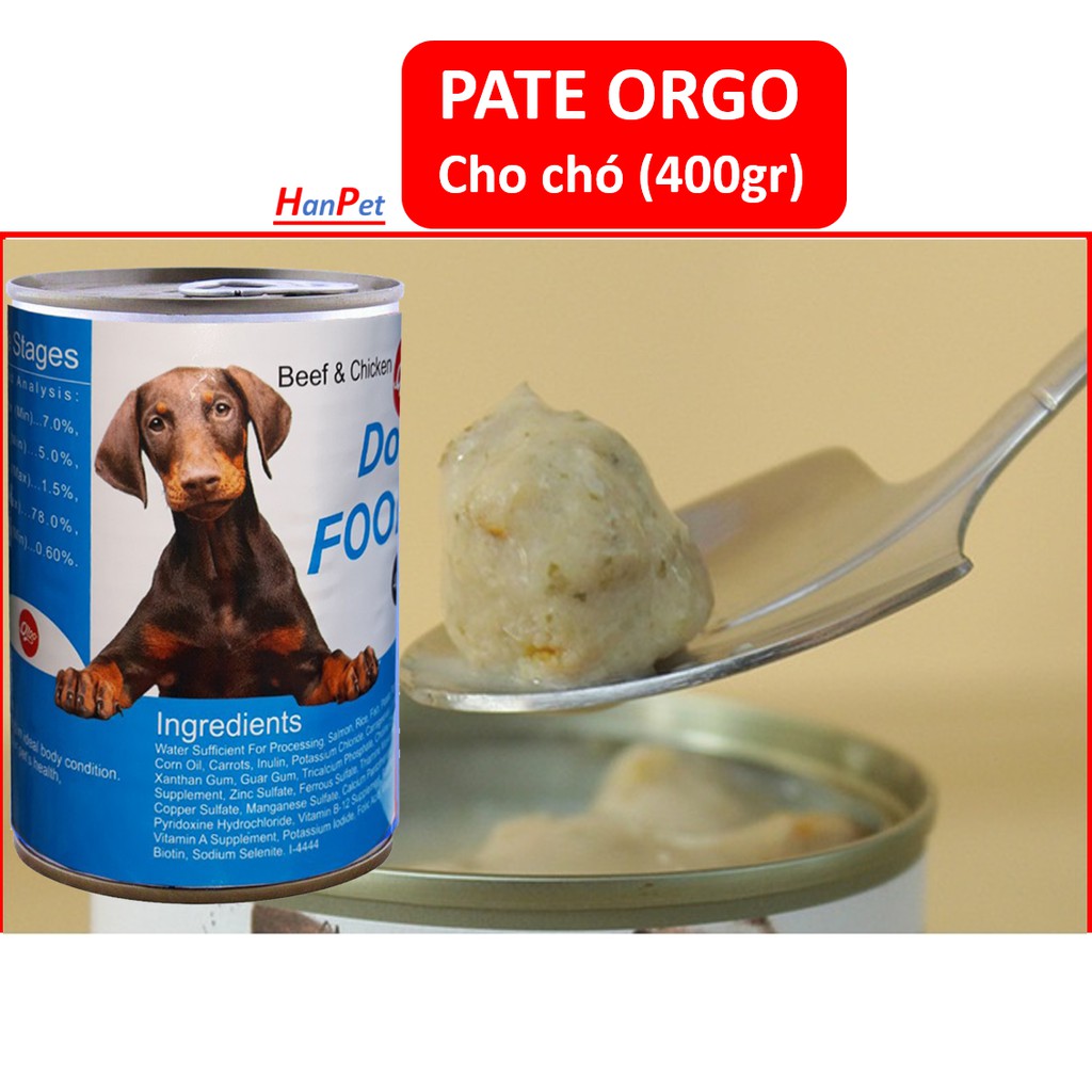 Pate cho chó dạng lon 400gr (2 loại) Smartheart &amp; ORGO thức ăn mềm cho cún