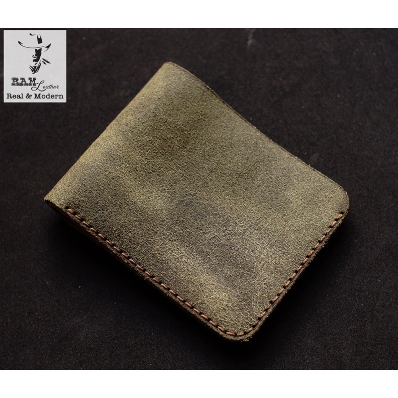 Ví nam nữ RAM Leather handmade da bò cao cấp simple xanh rêu vintage