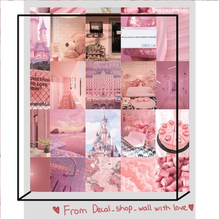 Wall Collage  keo sẵng lột dán tường trang trí decor phòng ngủ - theme Hồng nhạt