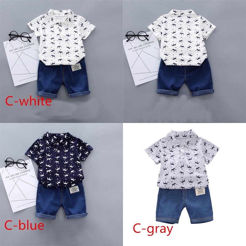 Bộ Áo Thun Ngắn Tay + Quần Short Cotton Thời Trang Mùa Hè Cho Bé Trai
