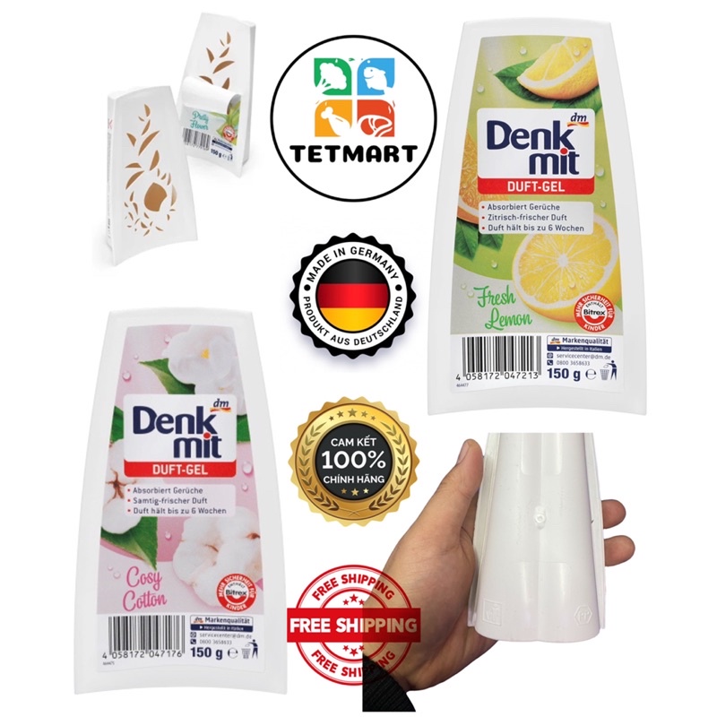 Sáp thơm phòng hương hoa Denk mit, nhập khẩu Đức, khử mùi Cosy Cotton, Fresh Lemon 150g, khử mùi hôi phòng, vệ sinh, bếp