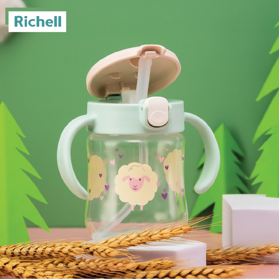 Cốc ống hút Mugood Richell chống đổ