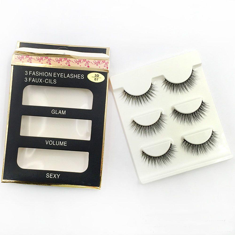 QQMALL Set 3 Cặp Lông Mi Giả Mềm Mại Trang Điểm Chuyên Nghiệp