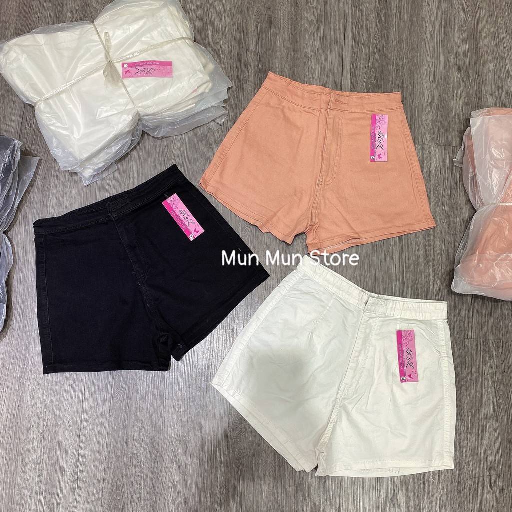 [𝗛𝗶̀𝗻𝗵 𝗧𝗵𝗮̣̂𝘁]Quần short jean nữ lưng cao, quần đùi chất kaki jean co giãn mềm mại, hình chụp sàn mẫu thật munmunstore | BigBuy360 - bigbuy360.vn