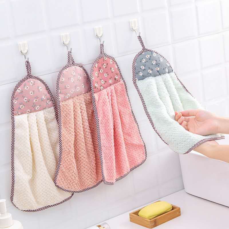 Khăn lau tay chất liệu nhung san hô siêu thấm hút, khăn lau nhà bếp cao cấp thiết kế dạng treo tiện dụng