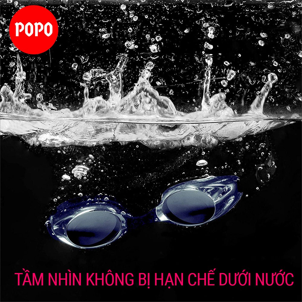 Kính bơi người lớn mắt trong cản tia UV POPO 1153 mắt kiếng bơi cho nam nữ hạn chế sương mờ