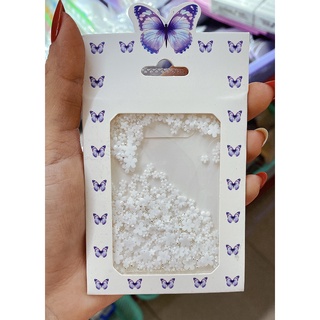 Chram nail, chram hoa nhí, hoa sứ đính móng bi trắng - Mini Nails