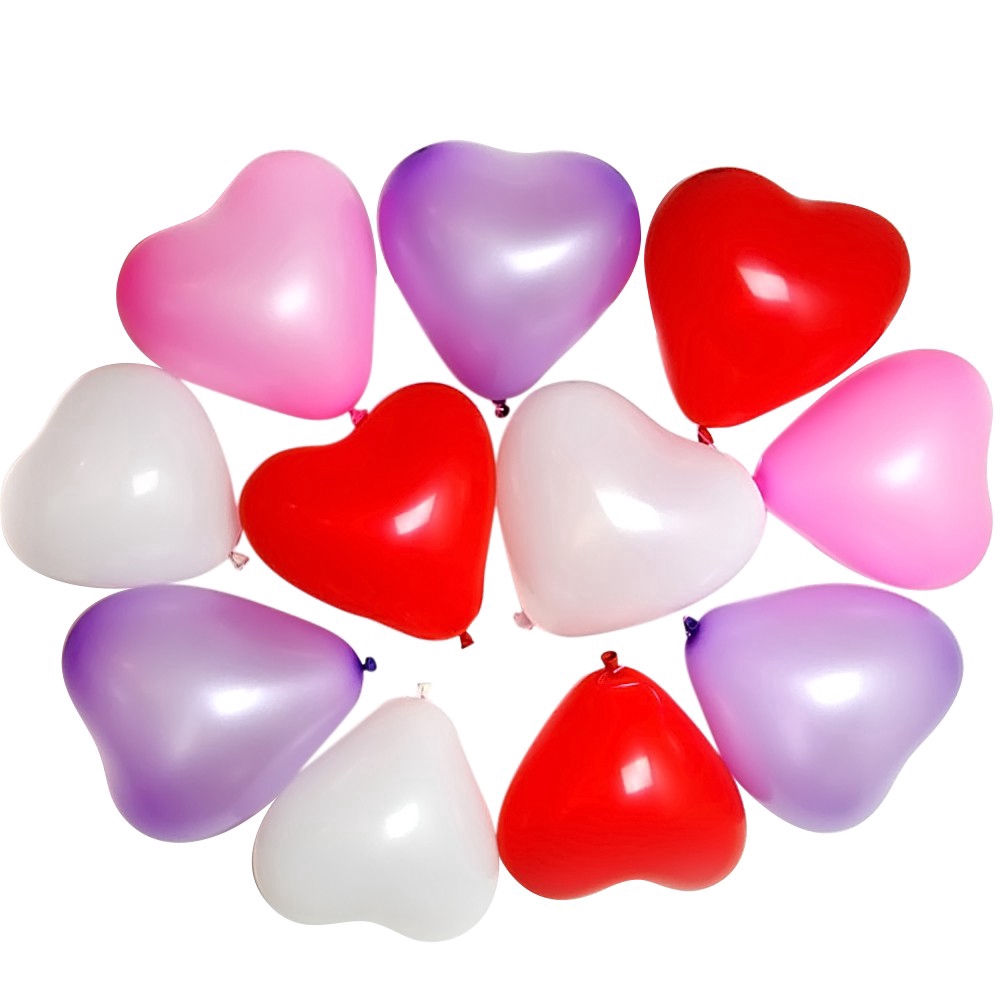 Bộ 100 bóng bay hình trái tim 10 inch trang trí tiệc
