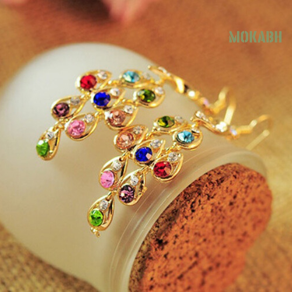 Bông Tai Hình Chim Công Đính Đá Phong Cách Bohemian Thời Trang