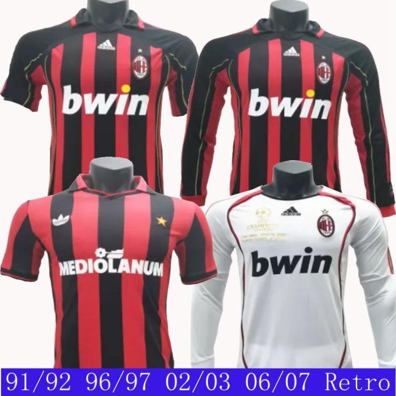 Áo thun bóng đá đội tuyển AC Milan 90/91 96/97 02/03 06/07 tuỳ chọn phong cách cổ điển  ྇