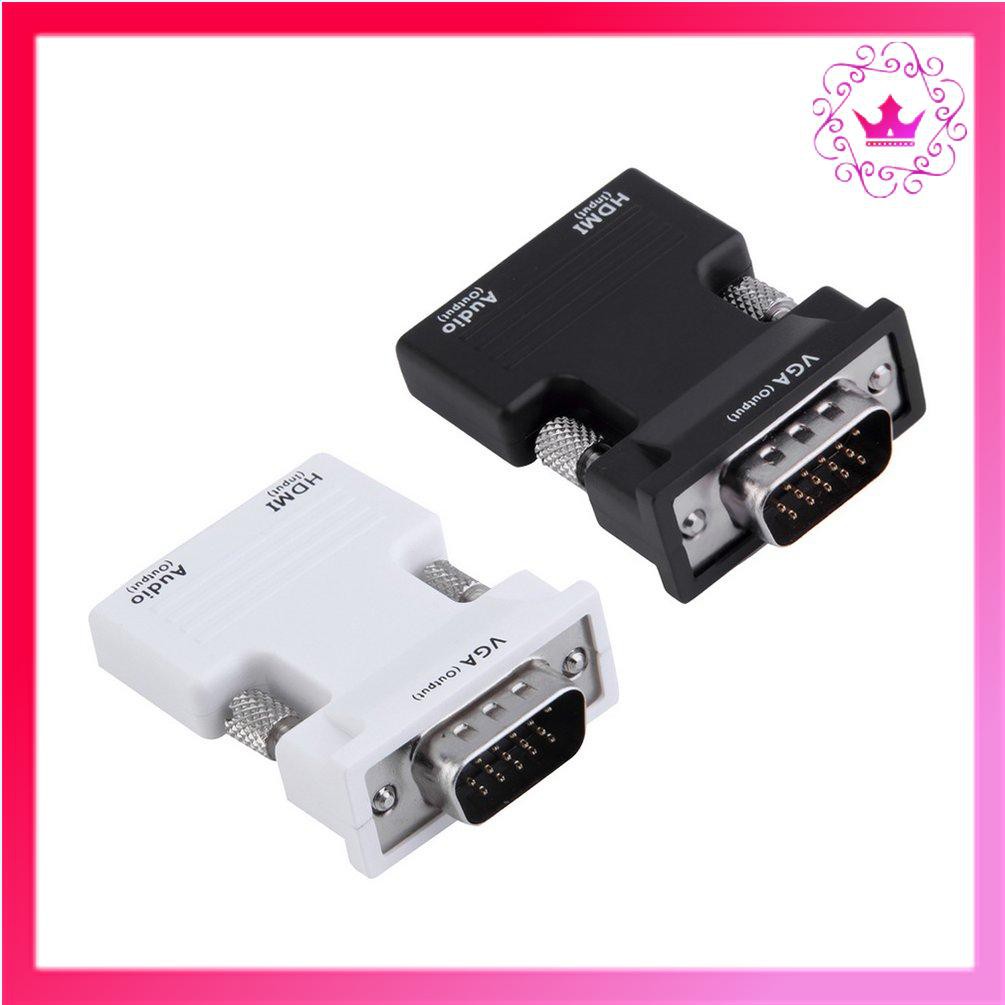 Đầu chuyển đổi HDMI đầu cắm sang ổ cắm VGA có dây cáp âm thanh hỗ trợ tín hiệu đầu ra 1080P tiện dụng