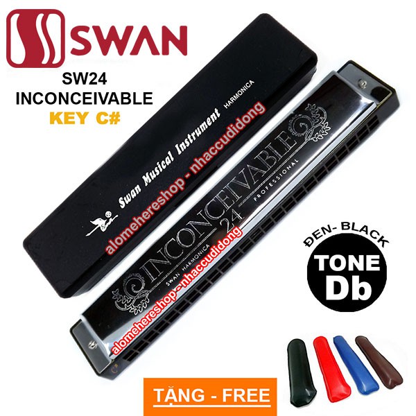 Kèn harmonica tremolo Swan Inconceivable SW24 Key C# (Db Đen)