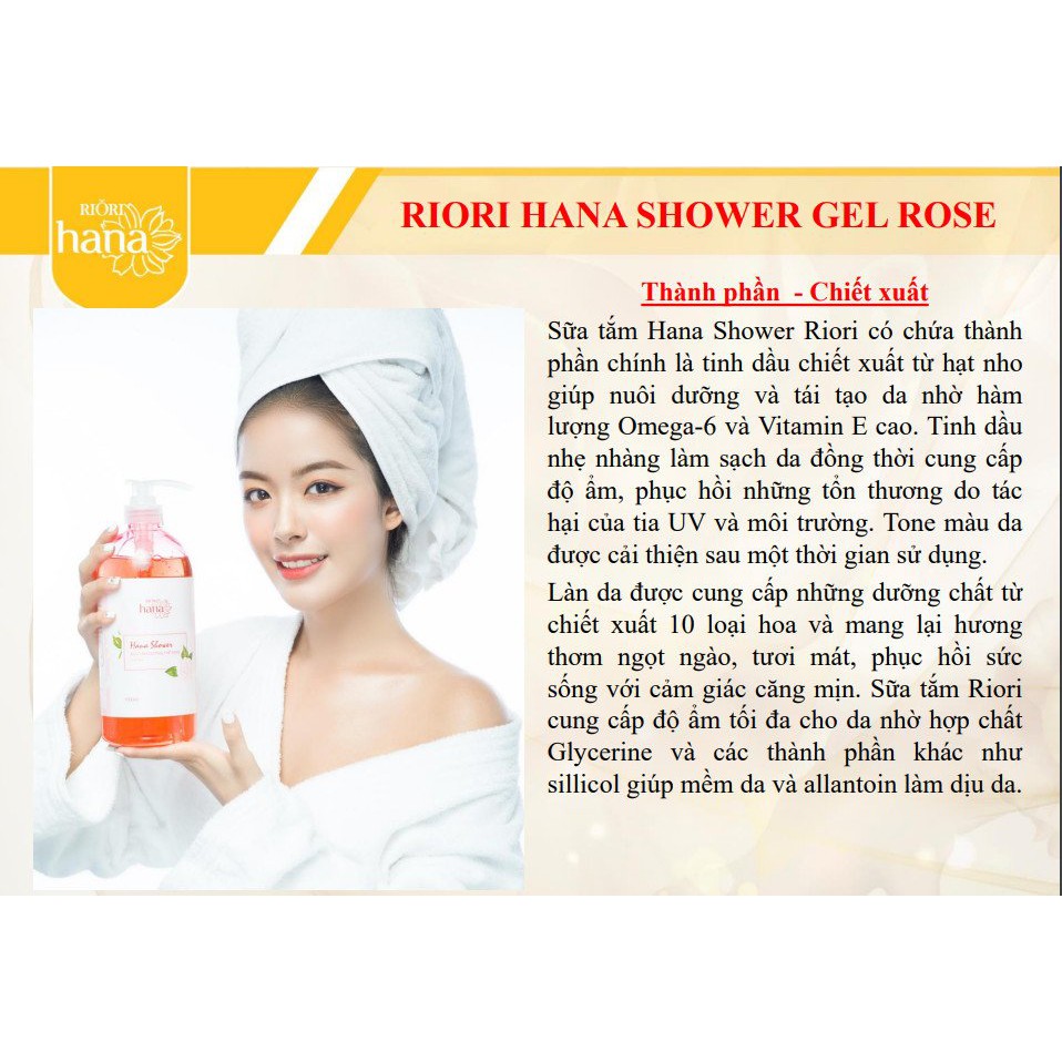 Sữa Tắm Dưỡng Thể Hoa Hồng Dạng Gel Hương Nước Hoa Quyến Rũ RIORI GEL ROSE (500ml - 1000ml)