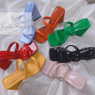 DÉP NỮ THỜI TRANG LOVIIE BASICS - GUỐC NỮ HAI QUAI NGANG BÓNG ĐẾ TAM GIÁC D220402