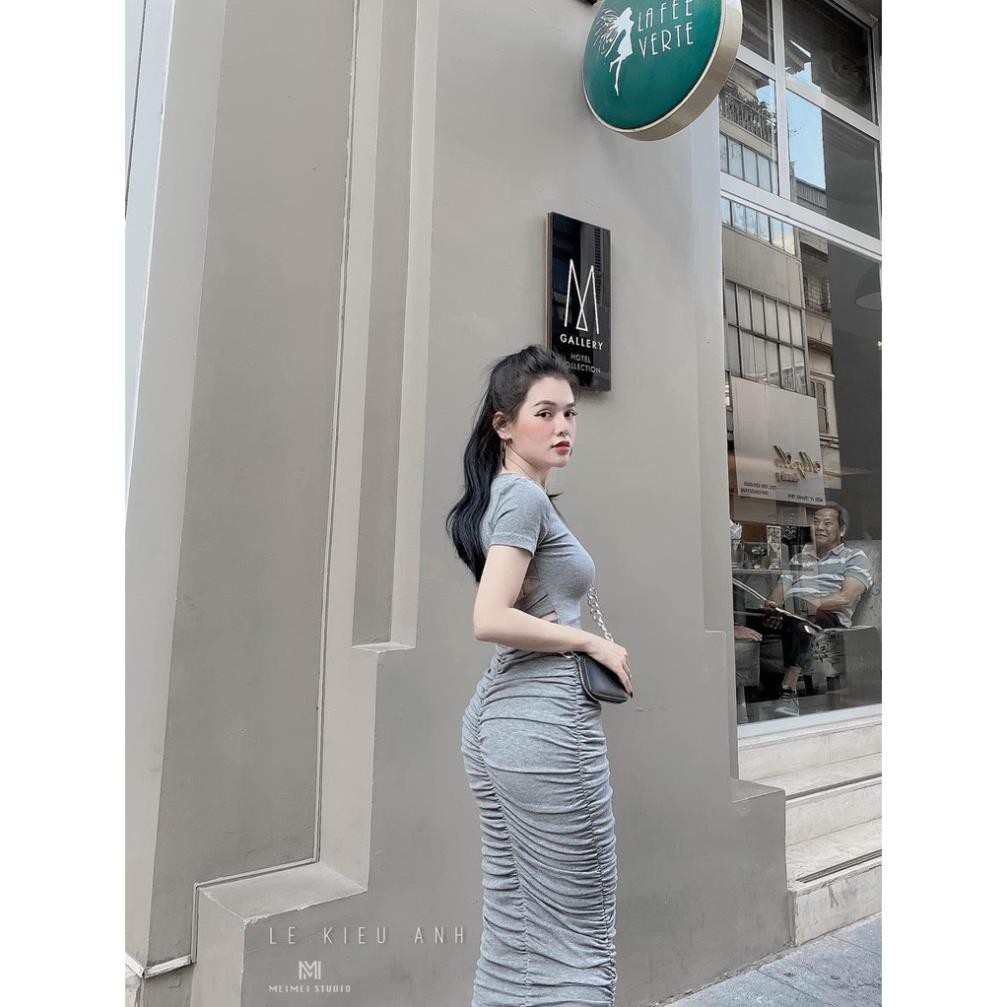[Siêu Hot] Váy Body Thun Nhún Đan Lưng Cổ Vuông Sang Trọng - Váy Body Dáng Dài Cổ Vuông <3 | BigBuy360 - bigbuy360.vn