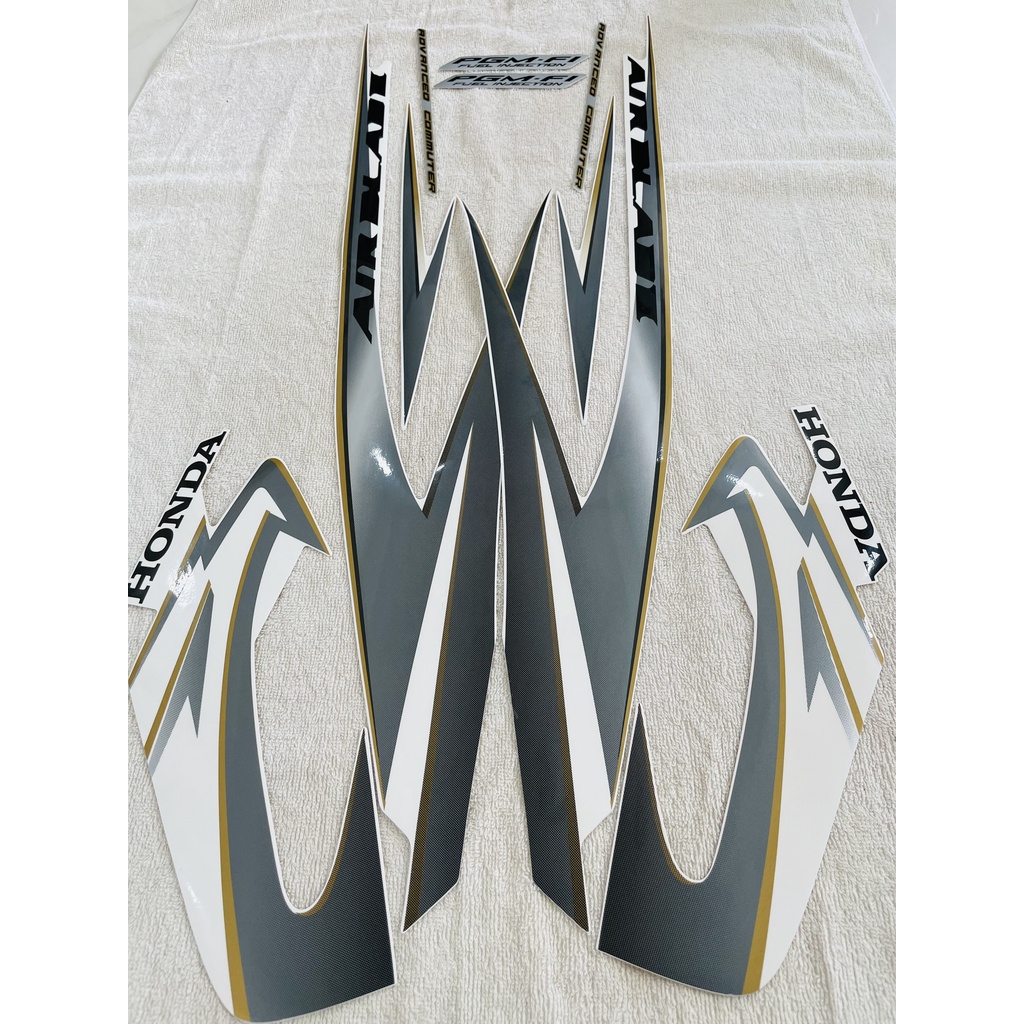 Bộ tem 3 lớp decal dán xe máy Honda Airblade Air blade đời 2008 2009 2010 màu trắng xám zin thái siêu đẹp