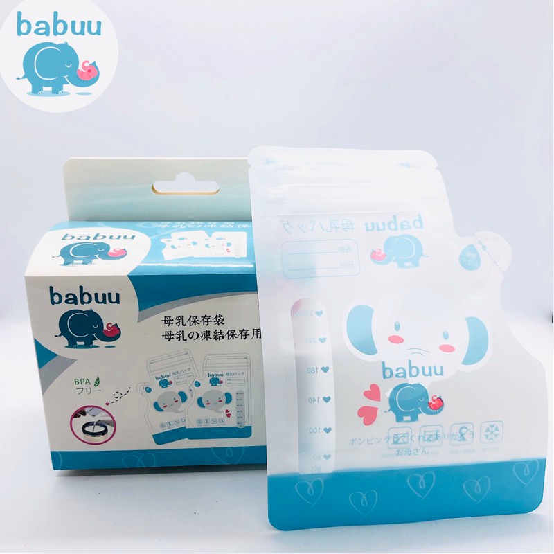 Túi trữ sữa Babuu hộp 50 túi 250ml loại có vòi