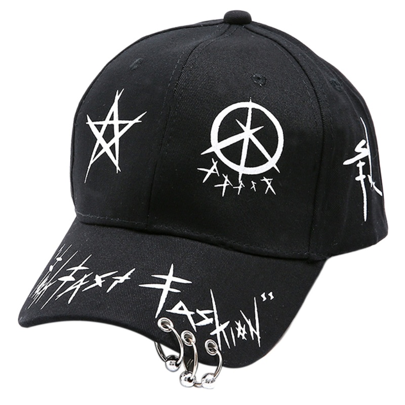 Mũ Lưỡi Trai Cotton Họa Tiết Graffiti Đính Khoen Kim Loại Phong Cách Harajuku Hip Hop Cho Nam Và Nữ