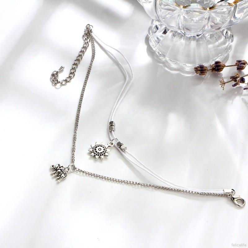 Vòng chân 2 dây họa tiết con voi mặt trời dễ thương