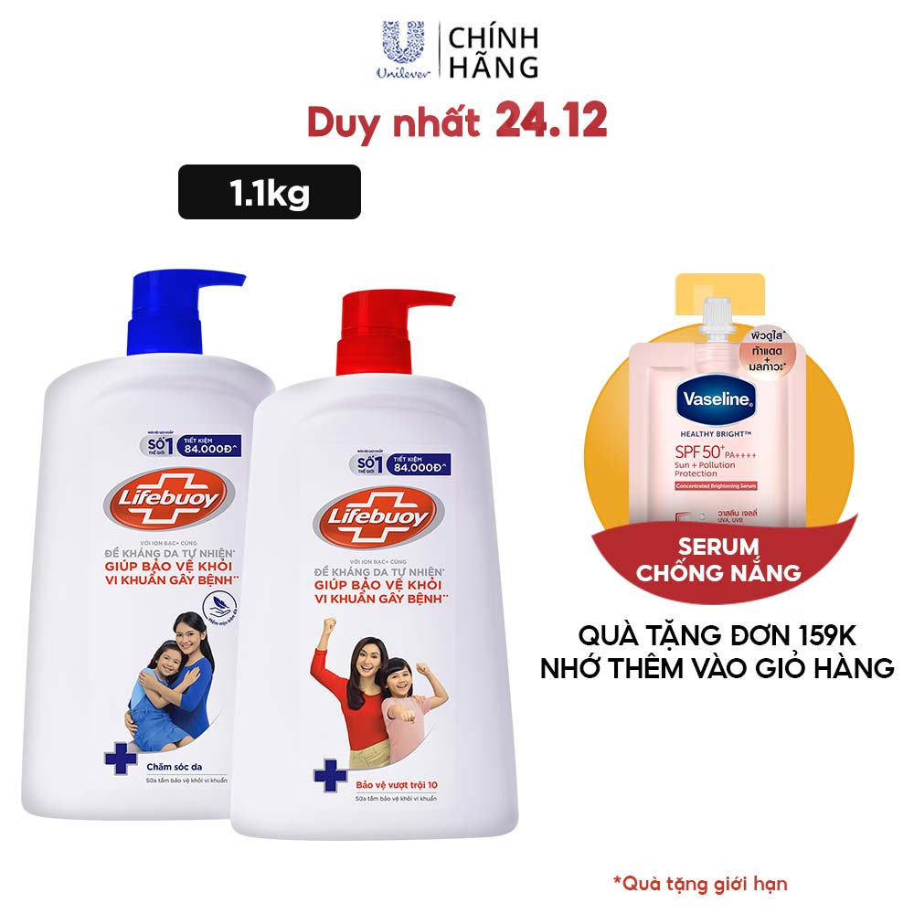 Sữa tắm Lifebuoy 1100g giúp bảo vệ khỏi 99.9% vi khuẩn và ngăn ngừa vi khuẩn lây lan trên da tốt nhất