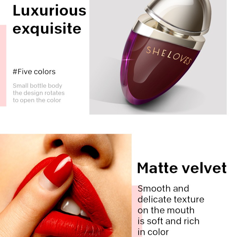 [Hàng mới về] Son môi lâu trôi Sheloves với 6 màu sắc thời trang tùy chọn