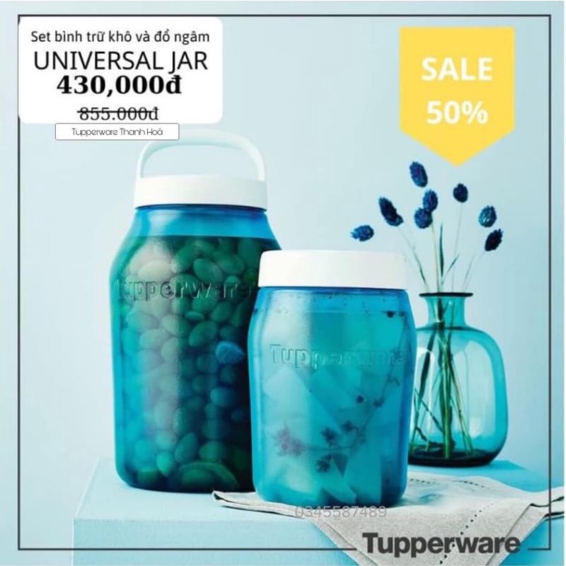 Set bình ngâm Universal Jar Tupperware gồm hai bình 1l và 3l