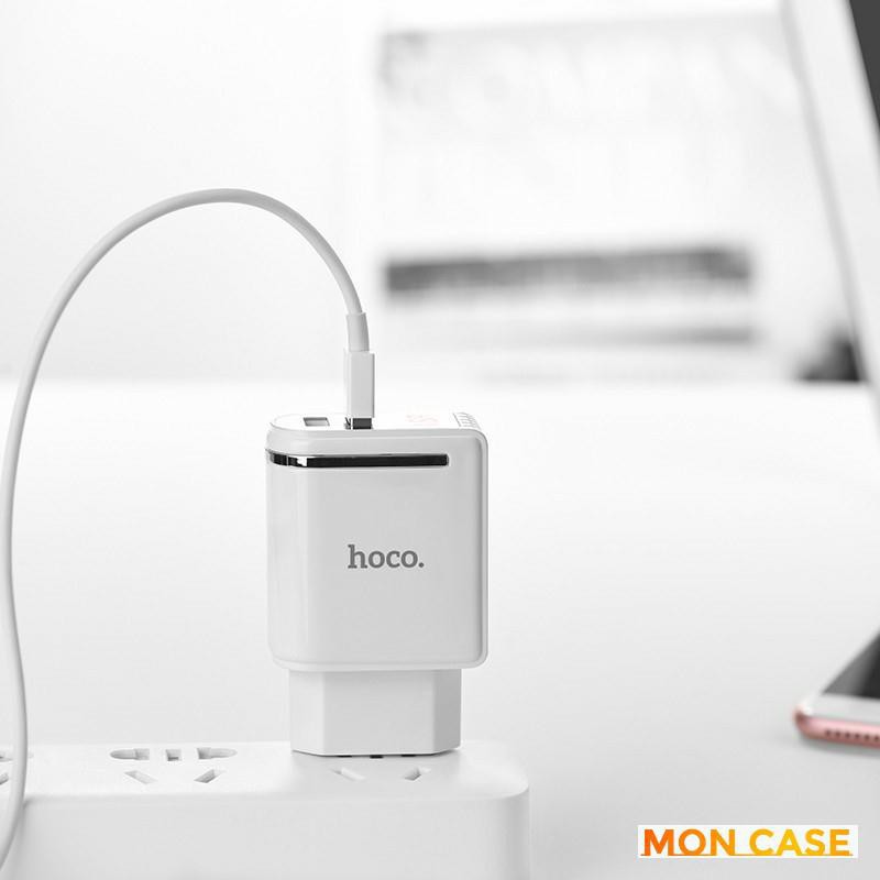 Củ Sạc HOCO C39 | Sạc Nhanh Iphone Ipad Androi| 2 USB Led Báo Dòng