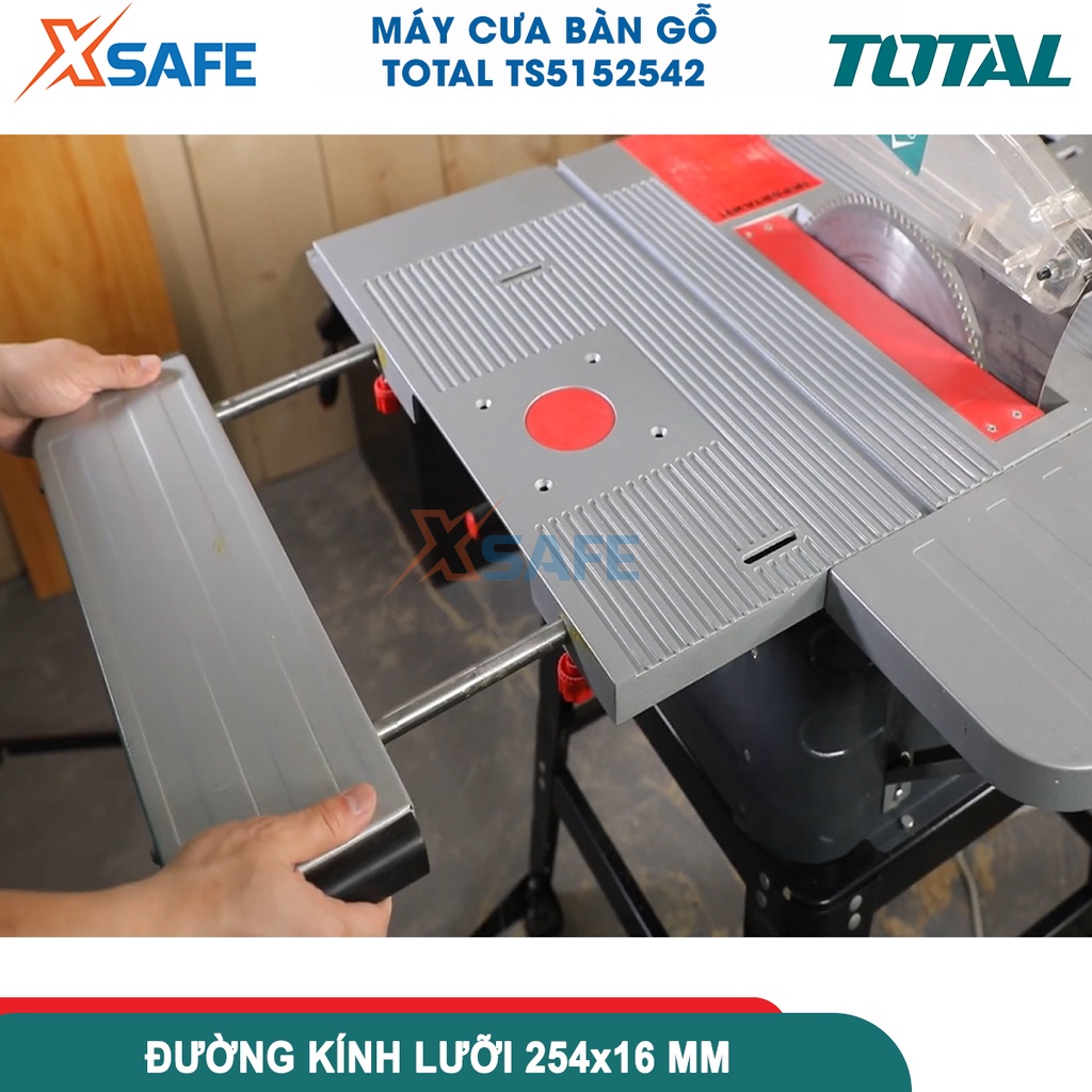 Máy cưa bàn 1500W TOTAL TS5152542 tốc độ không tải 4500rpm, kích thước lưỡi 254mm, 4 chân đế thép - chính hãng