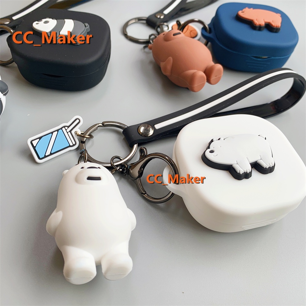 SoundPeats Air2 Case Cartoon We Bare Bears Keychain Pendant SoundPeats True Air2 Silicone Soft Shell Case Cute Solid Color Ring Lanyard Cute Panda Pendant SoundPeats Air2 Cover Shockproof Shell Case