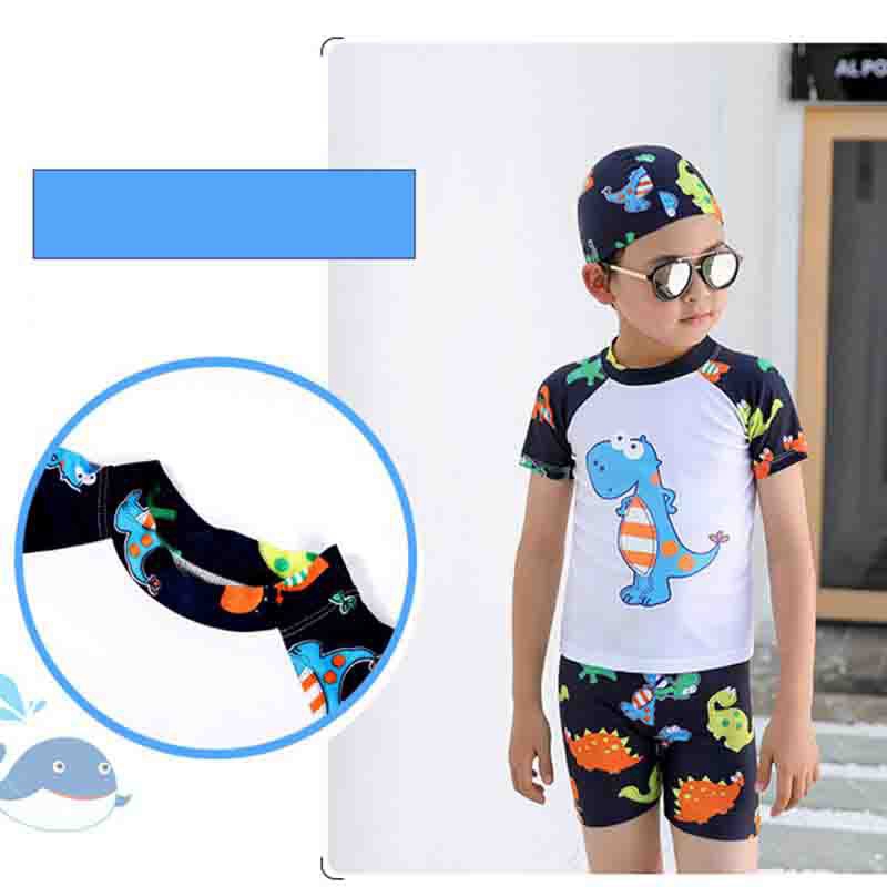 Áo quần bơi và mũ in họa tiết hoạt hình đáng yêu cho bé trai size M-4XL