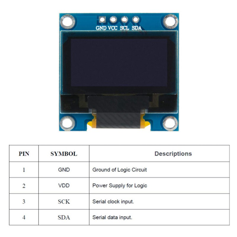 Set 2 Linh Kiện Điện Tử 0.96 Inch Oled Iic I2C Ssd1306 Cho Arduino Driver Dc 3-5v (Trắng)