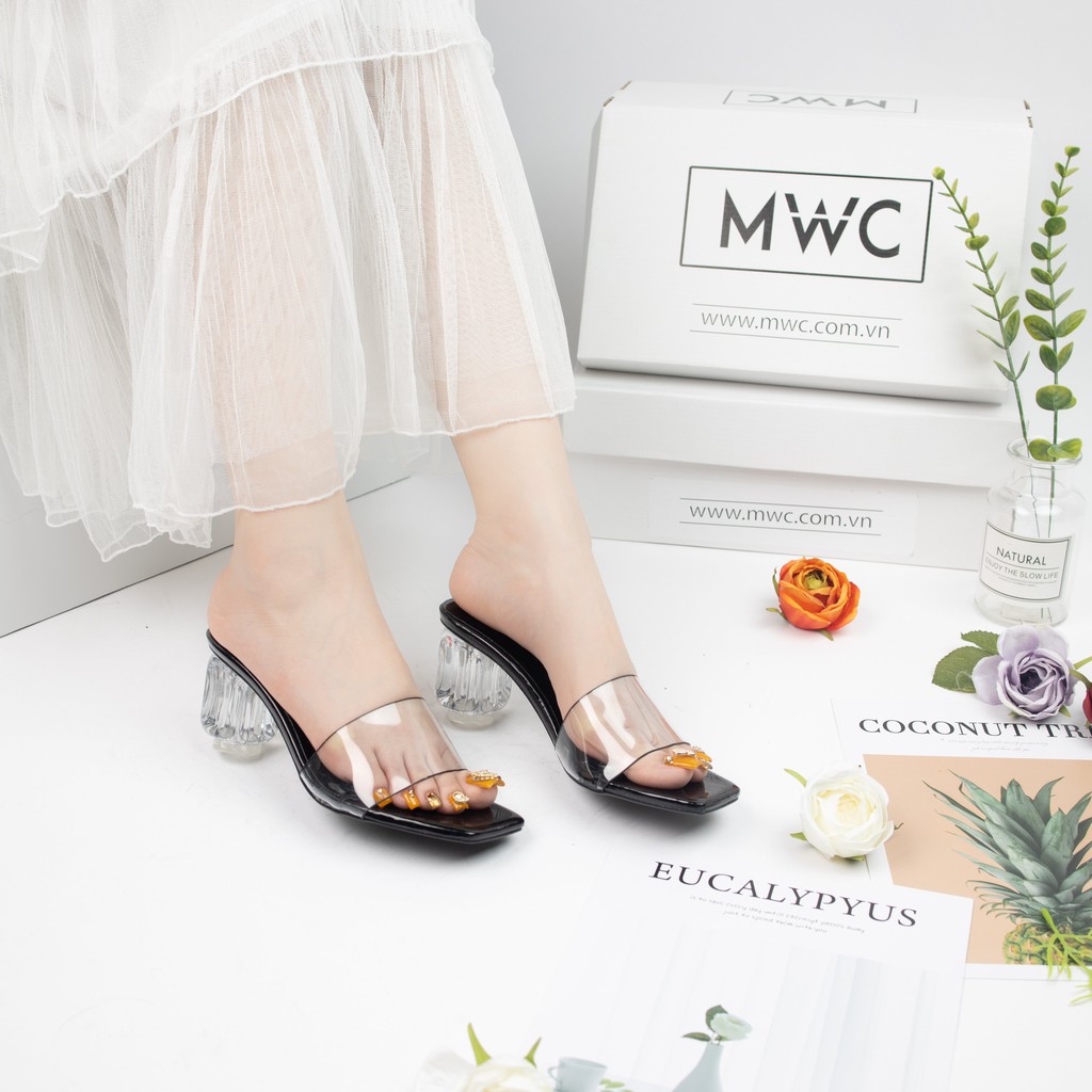 Guốc Cao Gót MWC Quai Trong Suốt Đế Thủy Tinh NUCG - 3853