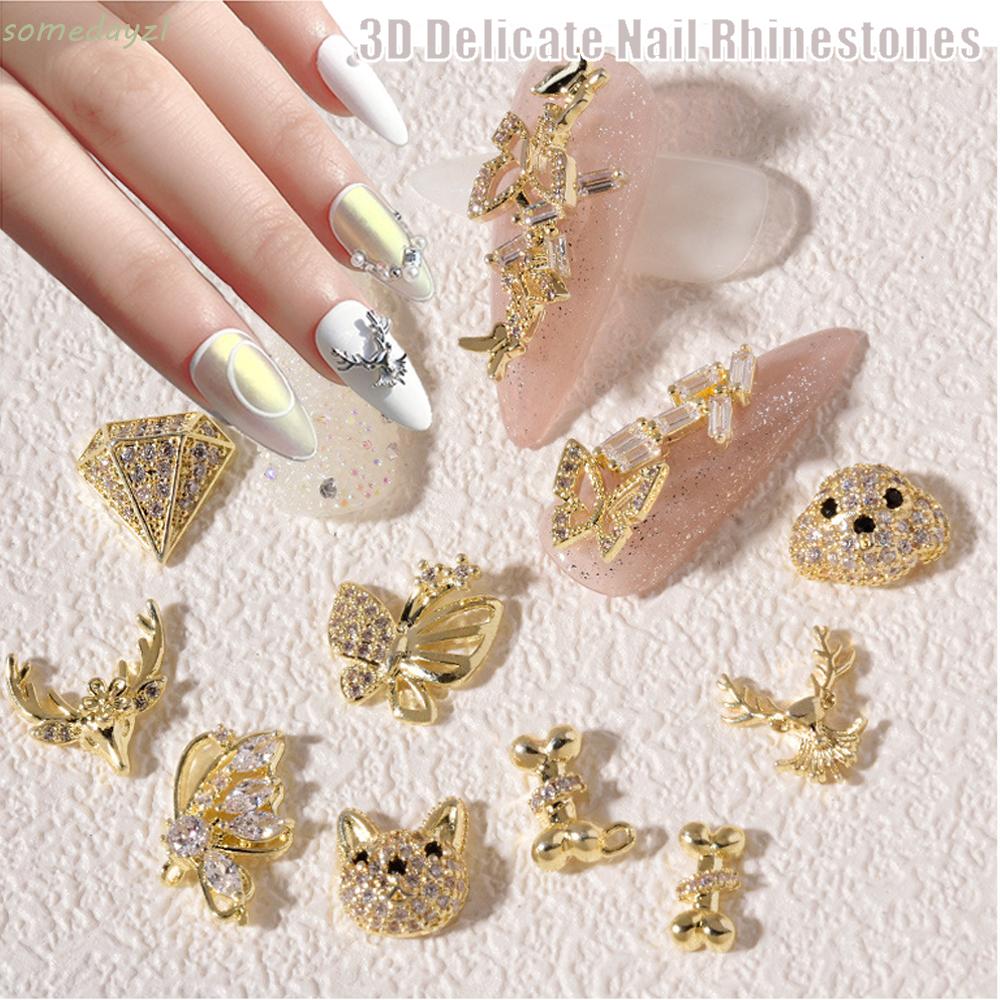 CHARMS (Hàng Mới Về) 1 Phụ Kiện Trang Trí Móng Tay Nghệ Thuật Hình Đầu Hươu Cổ Điển 3D