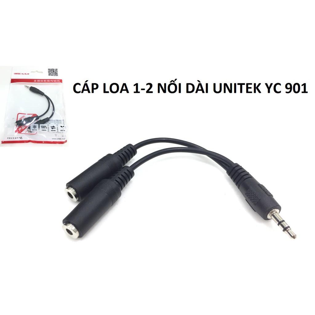 Cáp chia âm thanh 1 ra 2 đầu 3.5mm nối dài Unitek YC 901