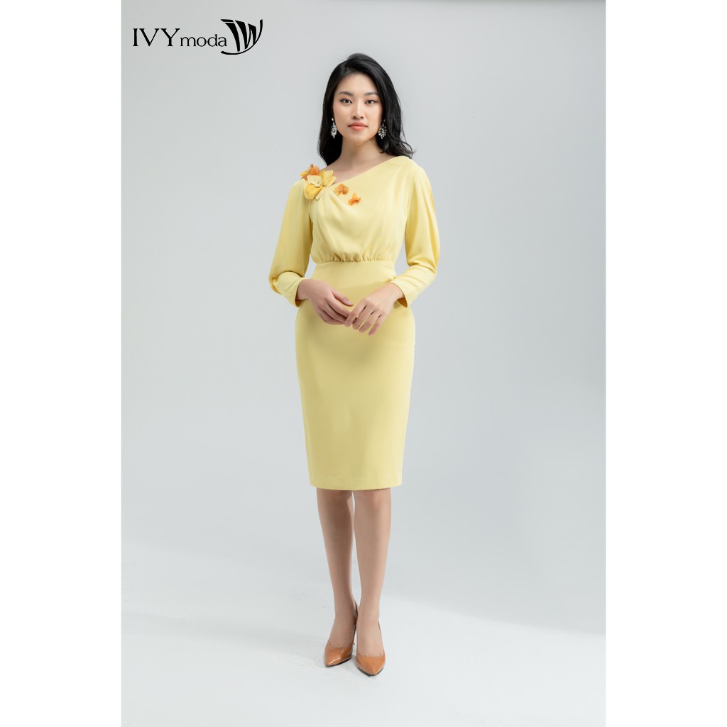 Đầm hoa lan tay lỡ thiết kế IVY moda MS 48C5857
